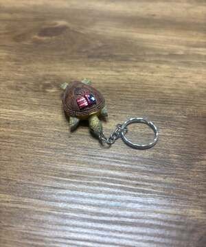 Natural Wood and Coconut Shell Turtle Keychain